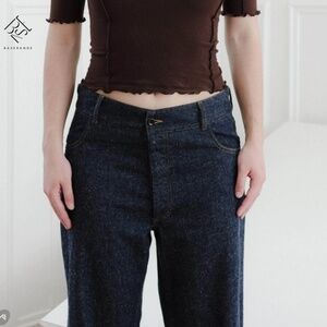 BASERANGE Indre Pants Indigo Blue Speckled Organic Recycled Cotton Denim Jeans S